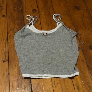 Gray Fitted Crop Camisole Top